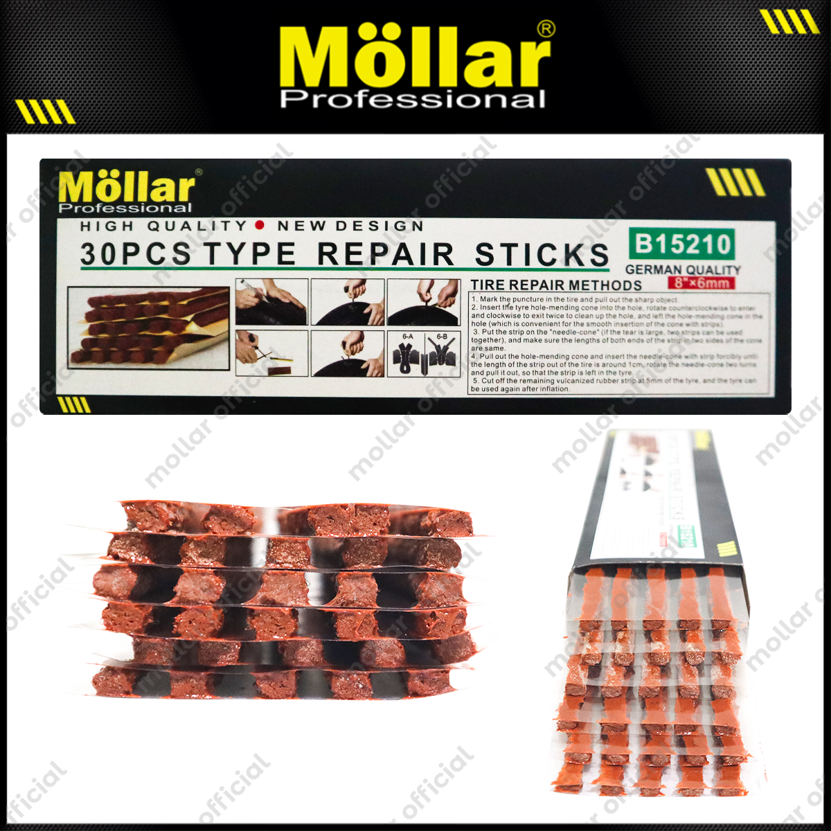MOLLAR 1 Kotak Refill Karet Alat Tambal Ban Tubles Cacing Motor Mobil