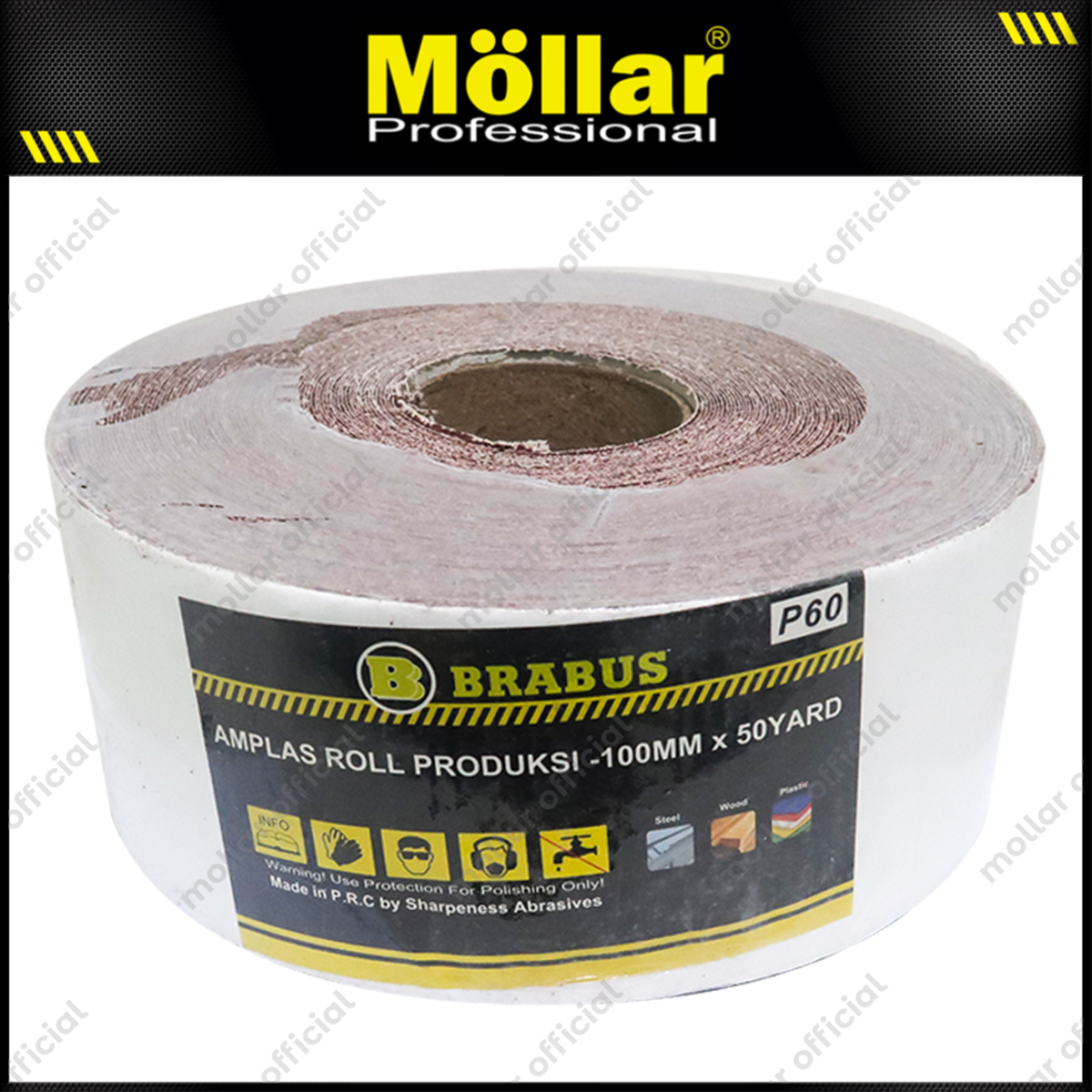 BRABUS No. 60 Amplas Roll 45 Meter Kain Abrasive Cloth Kayu Tembok