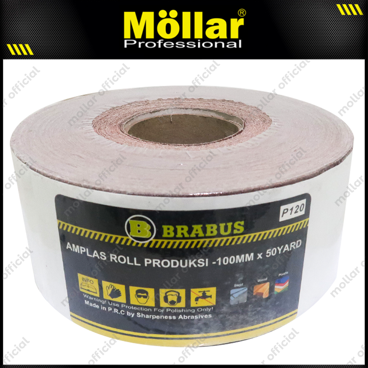 BRABUS No. 120 Amplas Roll 45 Meter Kain Abrasive Cloth Kayu Tembok