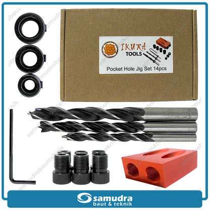IKURA IKR-PHJ201 Pocket Hole Jig Set 14 pcs / Sambungan Kayu Dowel
