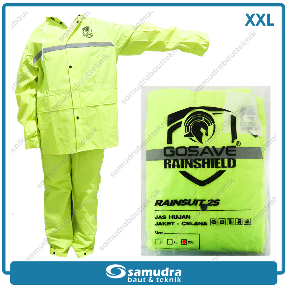 GOSAVE RAINSHIELD 2S Jas Hujan Baju Celana (XXL) Hijau