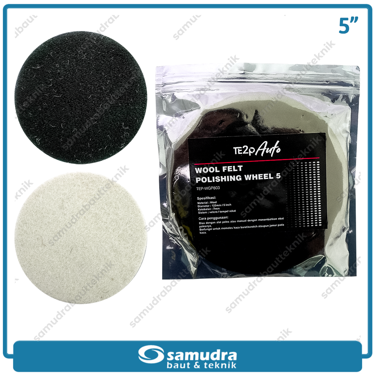 TE2P AUTO TEP-WGP803 Wol Poles Kaca Mobil 5" / Wool Felt Polishing Wheel