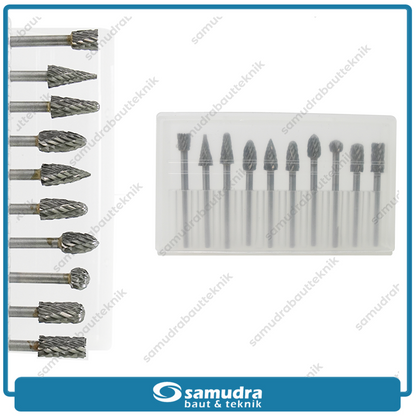 IKURA IKR-RFS202 Mata Bor Tuner Pendek Set 10 pcs / Rotary File Set Short