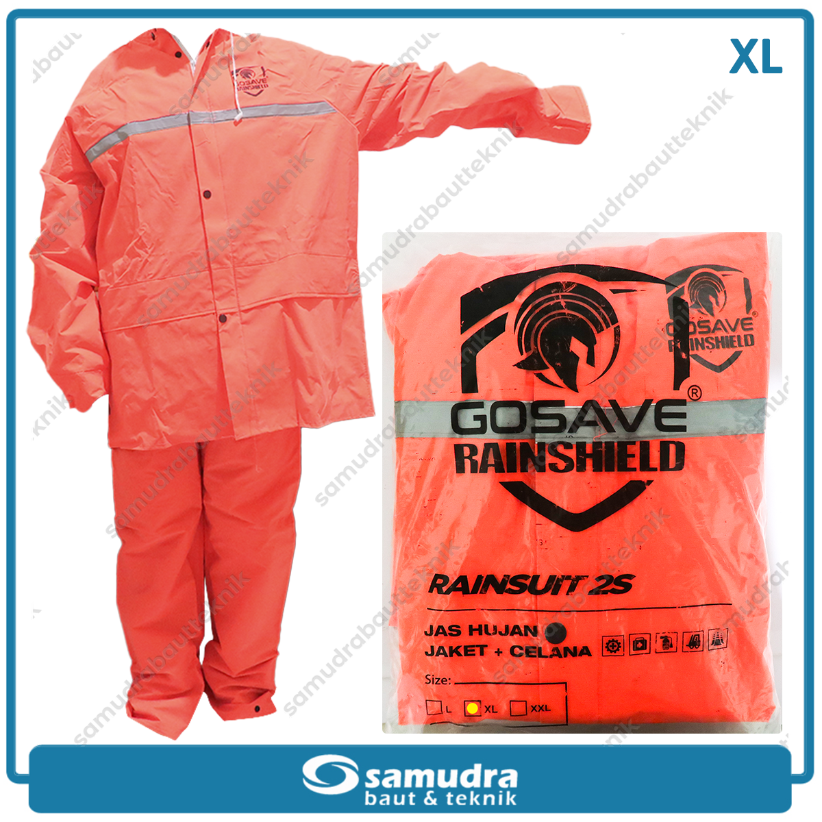 GOSAVE RAINSHIELD 2S Jas Hujan Baju Celana (XL) Oranye