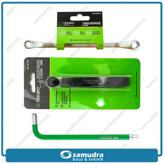 [PAKET] 3 Set TEKIRO HK-AW1230 Kunci L Stel Klep T40 + AU-FG1292 Feeler Gauge + WR-BE0054 Kunci Ring 8x9 mm