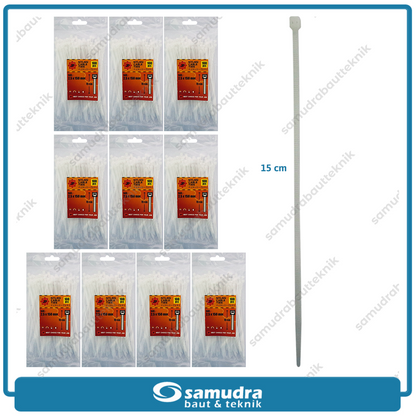 Paket 10 set JP Kabel Ties 2.5 x 150 mm Putih