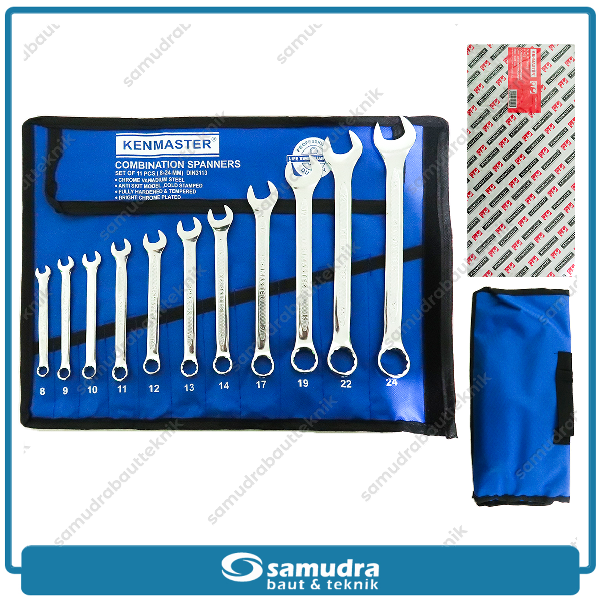 KENMASTER KCRP-198 Kunci Ring Pas Set 11 pcs (8-24 mm) CRV