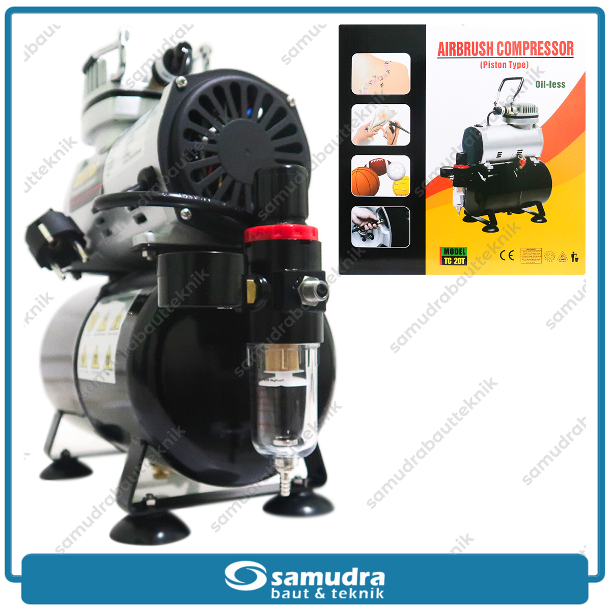 MOLLAR MACP189 Mesin Kompresor Airbrush Oilless 1/4 HP 3 Liter