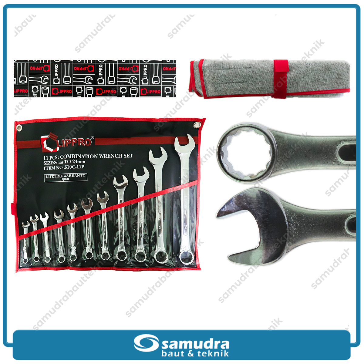 LIPPRO 610C-11P Kunci Ring Pas Set 11 pcs (8-24 mm)