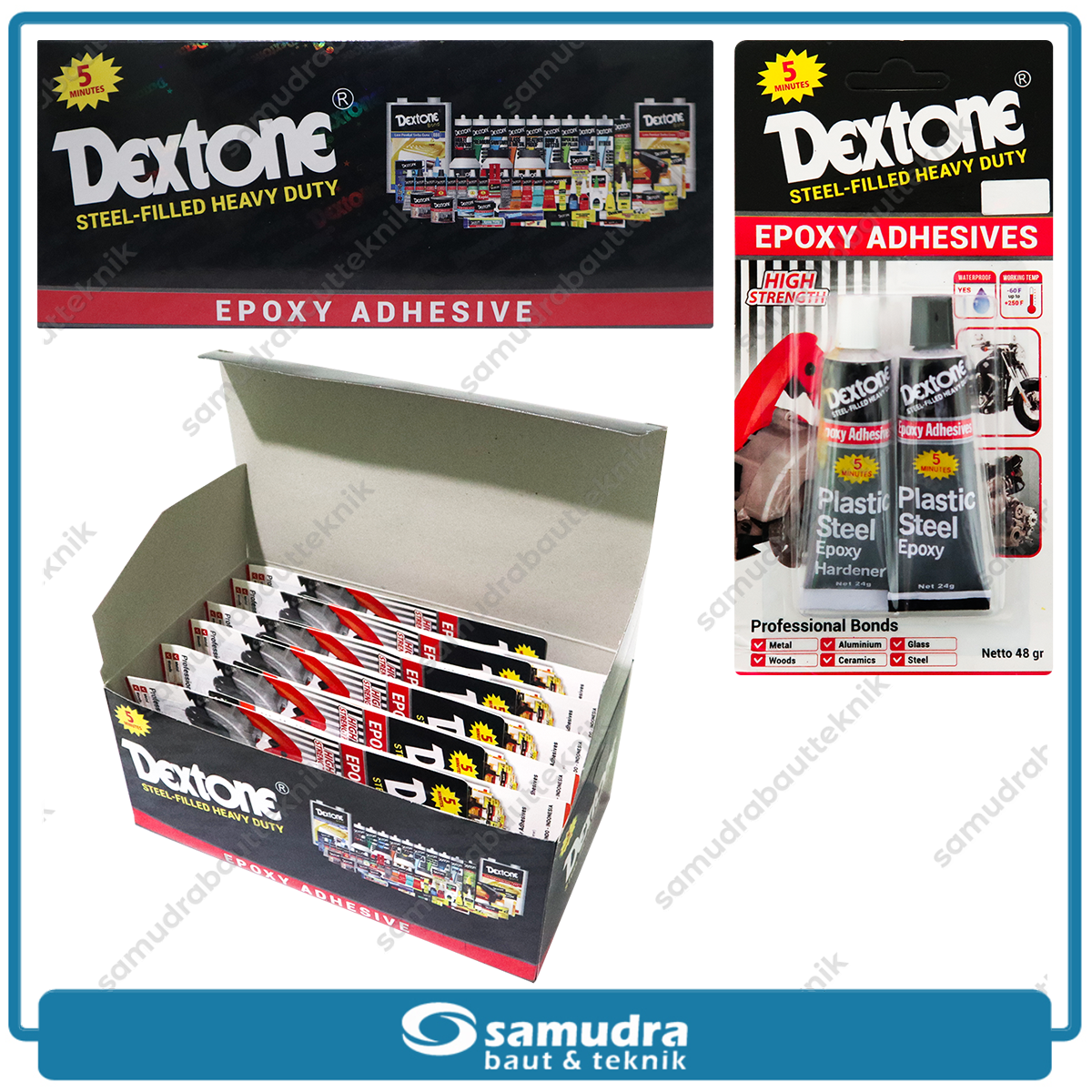 Lem DEXTONE 5 Menit Lem Epoxy Besi Kaca Kayu Keramik - Isi 1 Lusin