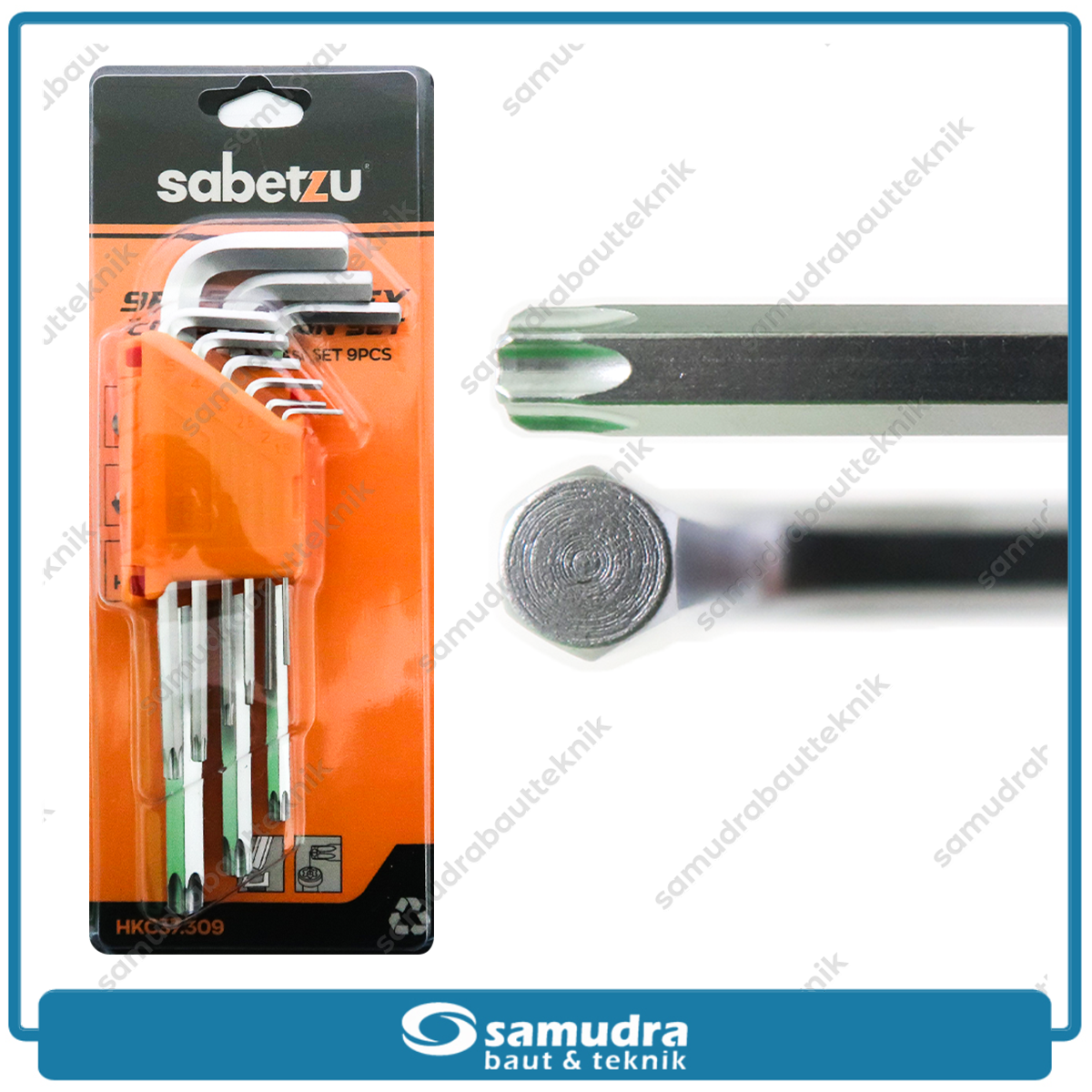 SABETZU HKC37.309 Kunci L Set Panjang Kombinasi Bintang 9 pcs