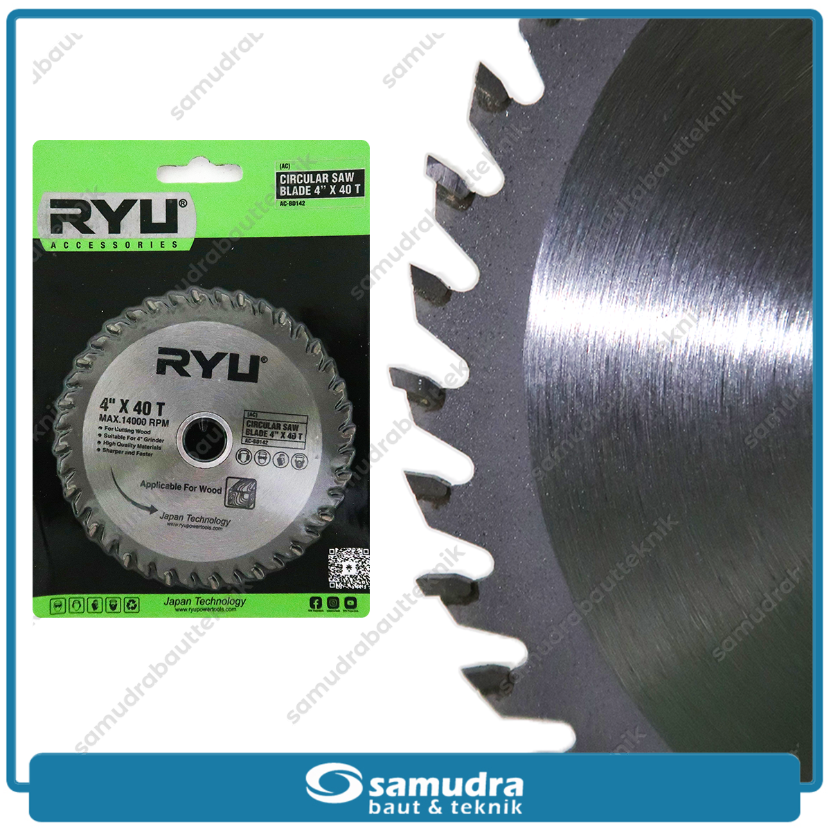RYU AC-BD142 Mata Gerinda Potong Kayu 4"x40T / Circular Saw Blade
