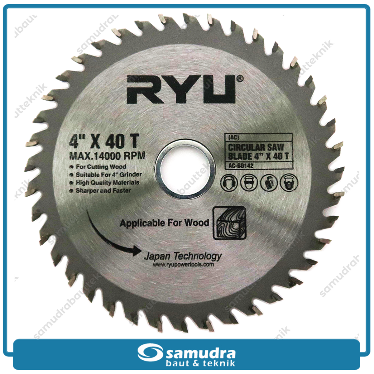 RYU AC-BD142 Mata Gerinda Potong Kayu 4"x40T / Circular Saw Blade