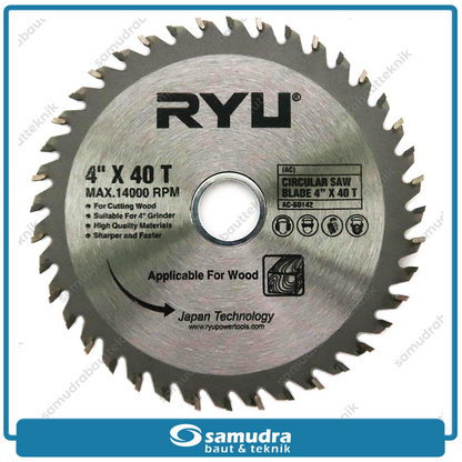 RYU AC-BD142 Mata Gerinda Potong Kayu 4"x40T / Circular Saw Blade