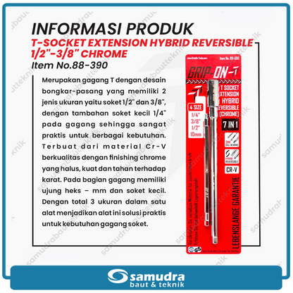 GRIPON 88-390 Kunci Sok T Hybrid Gagang Bolak Balik 7 in 1