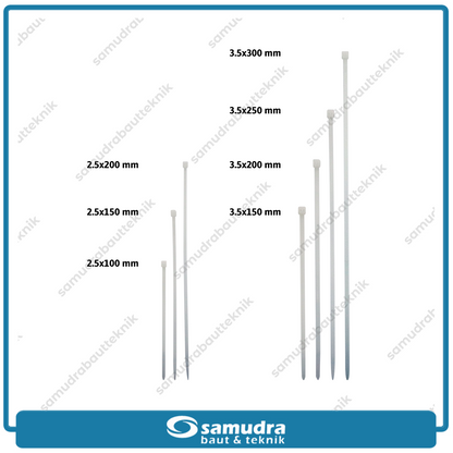 Paket 10 set JP Kabel Ties 2.5 x 200 mm Putih