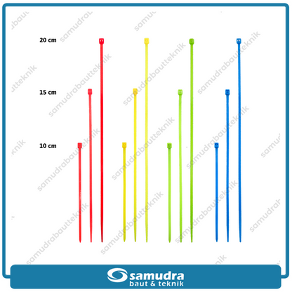 Paket 4 Set MOLLAR Kabel Ties 2.5 x 200 mm Warna Merah Kuning Hijau Biru 10 cm Tali Pengikat