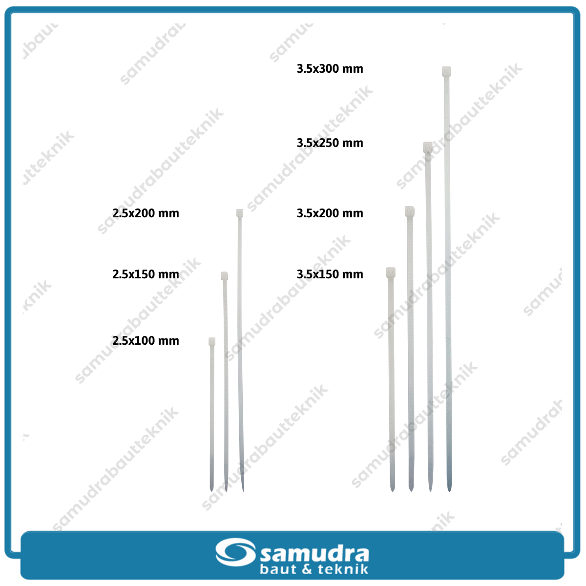 Paket 10 set JP Kabel Ties 2.5 x 150 mm Putih
