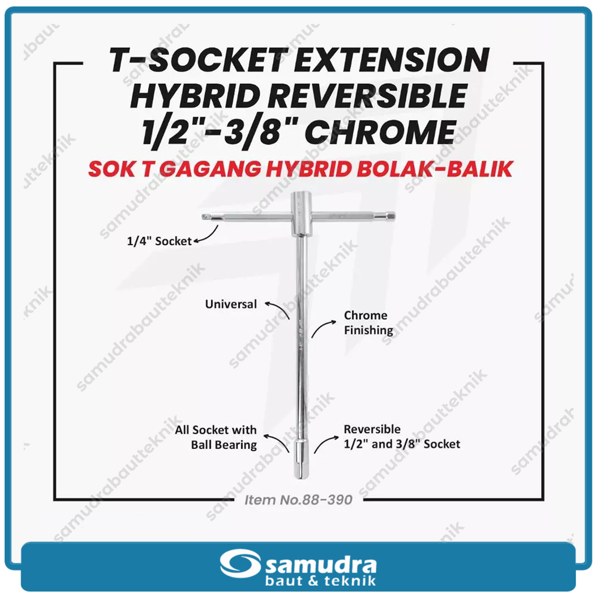 GRIPON 88-390 Kunci Sok T Hybrid Gagang Bolak Balik 7 in 1