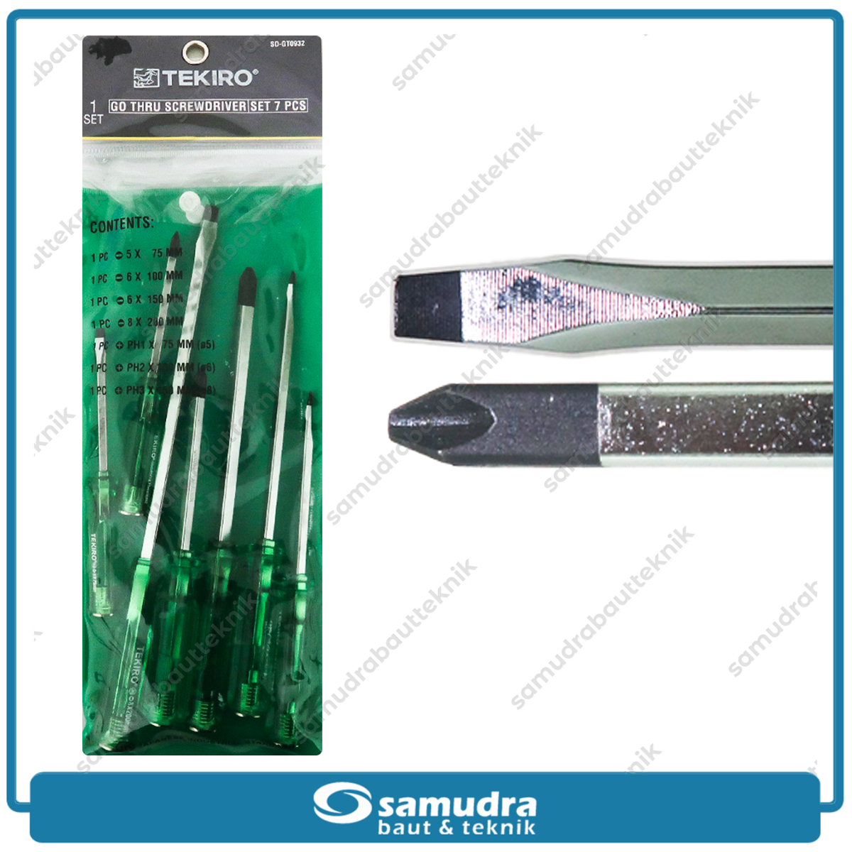 TEKIRO SD-GT0932 Obeng Tembus Hijau Set 7 pcs