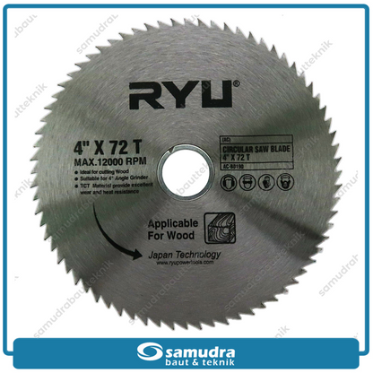 RYU AC-BD190 Mata Gerinda Potong Kayu 4"x72T / Circular Saw Blade