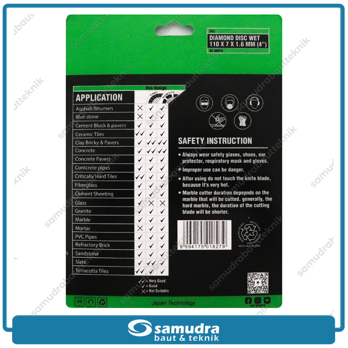 RYU AC-DD019 Mata Potong Keramik Basah 4" / Diamond Wheel Wet