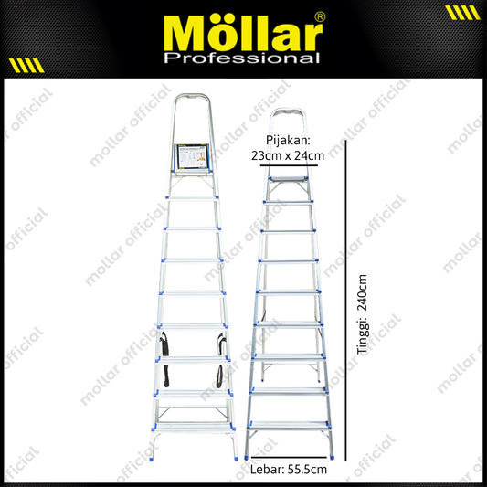 MOLLAR Tangga Rumah Aluminium 9 Step 2.4 meter