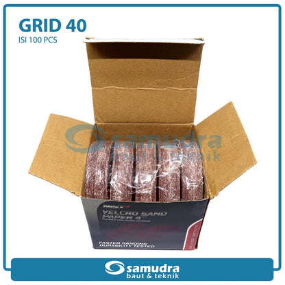 MST 100 Pc No. 40 Amplas Bulat Velcro Tempel Mata Gerinda Disc 4 Inch