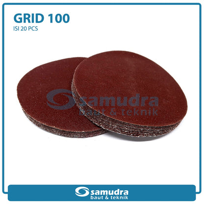 MST 20 Pcs No. 100 Amplas Bulat Velcro Tempel Mata Gerinda Disc 4 Inch