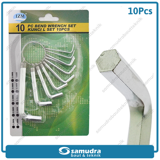 IZUMO Kunci L Set Pendek Chrome 10 pcs 1.5-10 mm