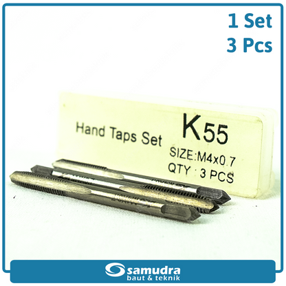 K55 K55-SW-HTS-M04 Hand Taps M4 x 0.7 Set 3 pcs