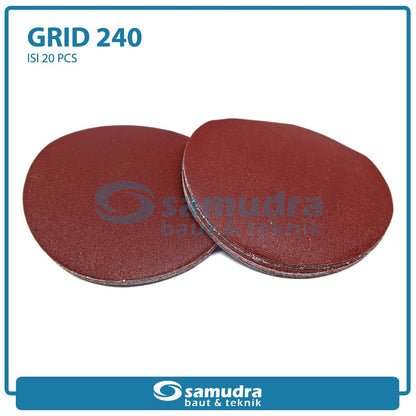 MST 20 Pcs No. 240 Amplas Bulat Velcro Tempel Mata Gerinda Disc 4 Inch