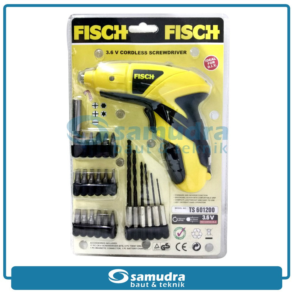 FISCH TS601200 Mesin Obeng Baterai 3.6V Aksesoris Set / Cordless Screwdriver