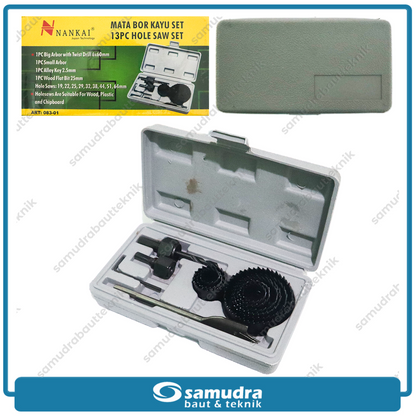 NANKAI 083-01 Hole Saw Set 13 pcs / Mata Bor Holesaw Kayu