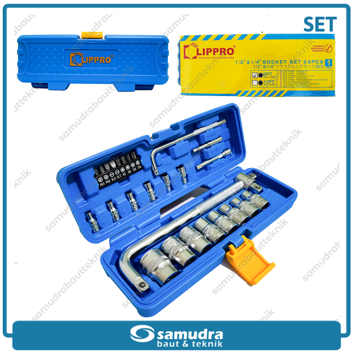 LIPPRO 3338MB Kunci Sok Set 28 pcs 6PT Box Plastik