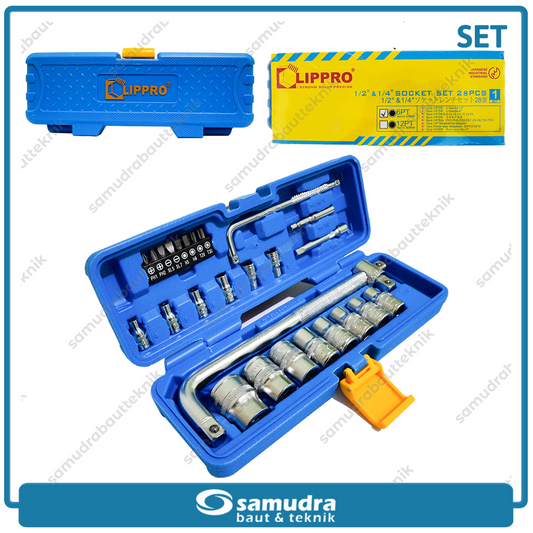 LIPPRO 3338MB Kunci Sok Set 28 pcs 6PT Box Plastik