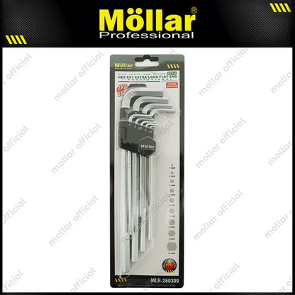 MOLLAR MLR-260309 Kunci L Set Panjang Flat 9 Pcs 1.5-10 mm