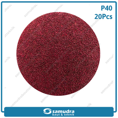 MST 20 Pcs No. 40 Amplas Bulat Velcro Tempel Mata Gerinda Disc 4 Inch