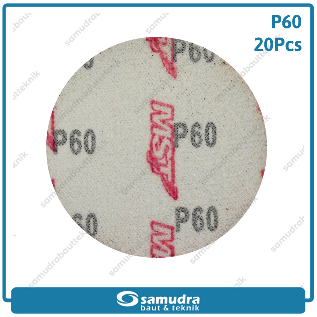 MST 20 Pcs No. 60 Amplas Bulat Velcro Tempel Mata Gerinda Disc 4 Inch