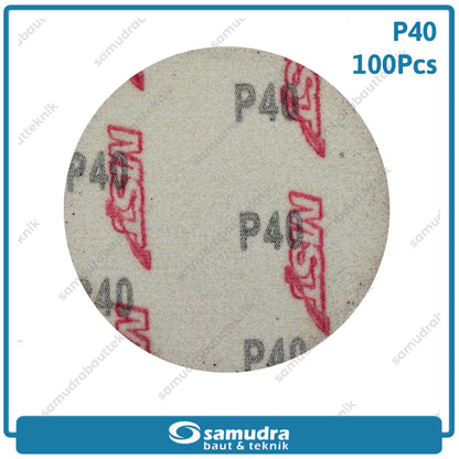 MST 100 Pc No. 40 Amplas Bulat Velcro Tempel Mata Gerinda Disc 4 Inch