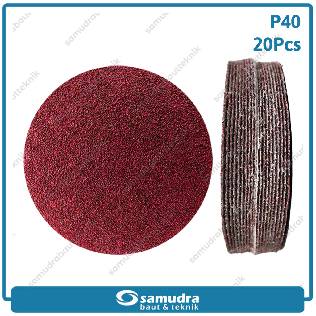 MST 20 Pcs No. 40 Amplas Bulat Velcro Tempel Mata Gerinda Disc 4 Inch