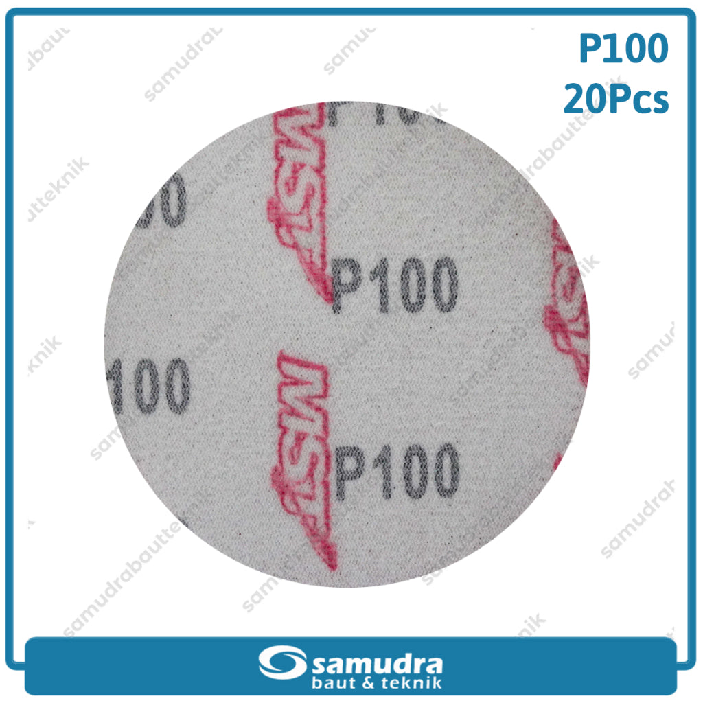MST 20 Pcs No. 100 Amplas Bulat Velcro Tempel Mata Gerinda Disc 4 Inch