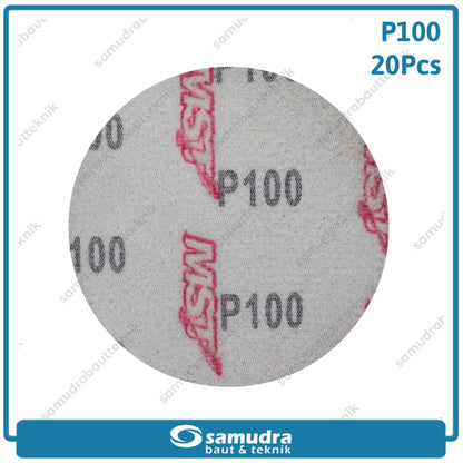 MST 20 Pcs No. 100 Amplas Bulat Velcro Tempel Mata Gerinda Disc 4 Inch
