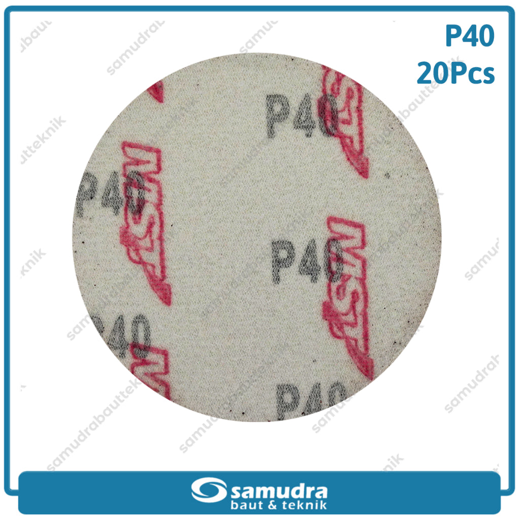 MST 20 Pcs No. 40 Amplas Bulat Velcro Tempel Mata Gerinda Disc 4 Inch