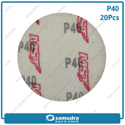 MST 20 Pcs No. 40 Amplas Bulat Velcro Tempel Mata Gerinda Disc 4 Inch