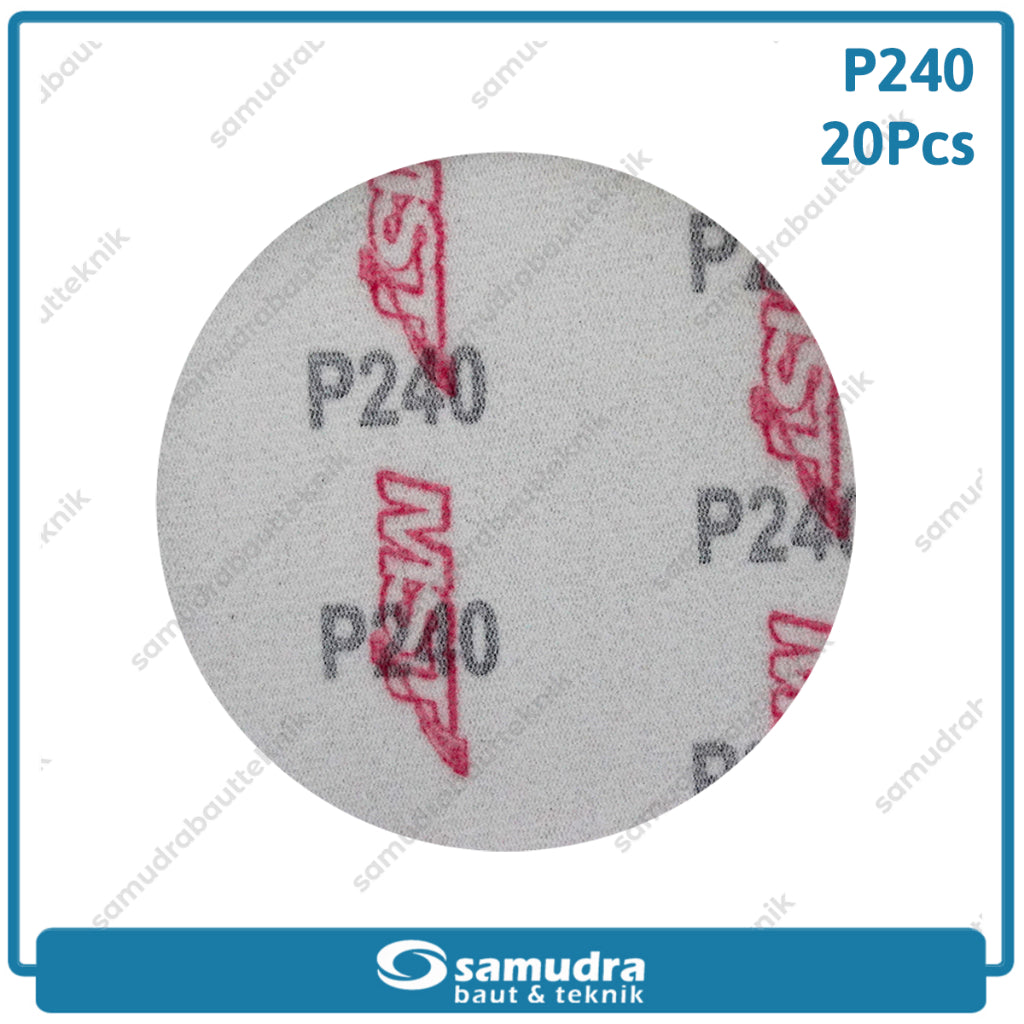 MST 20 Pcs No. 240 Amplas Bulat Velcro Tempel Mata Gerinda Disc 4 Inch