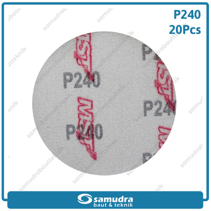MST 20 Pcs No. 240 Amplas Bulat Velcro Tempel Mata Gerinda Disc 4 Inch