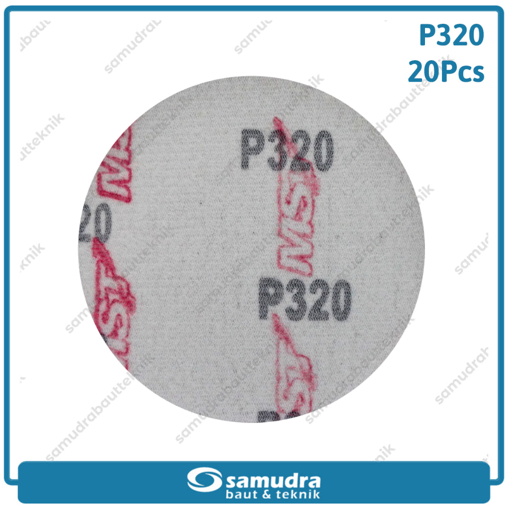 MST 20 Pcs No. 320 Amplas Bulat Velcro Tempel Mata Gerinda Disc 4 Inch