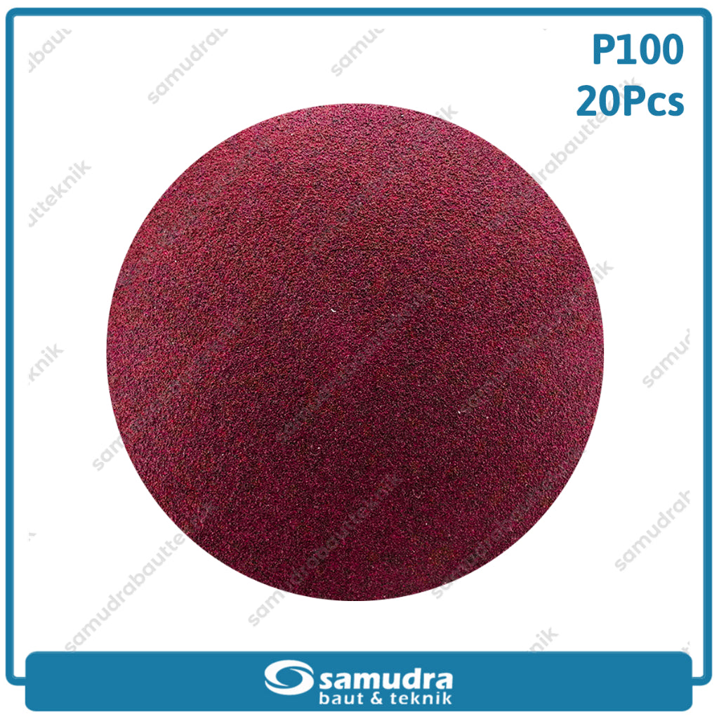 MST 20 Pcs No. 100 Amplas Bulat Velcro Tempel Mata Gerinda Disc 4 Inch