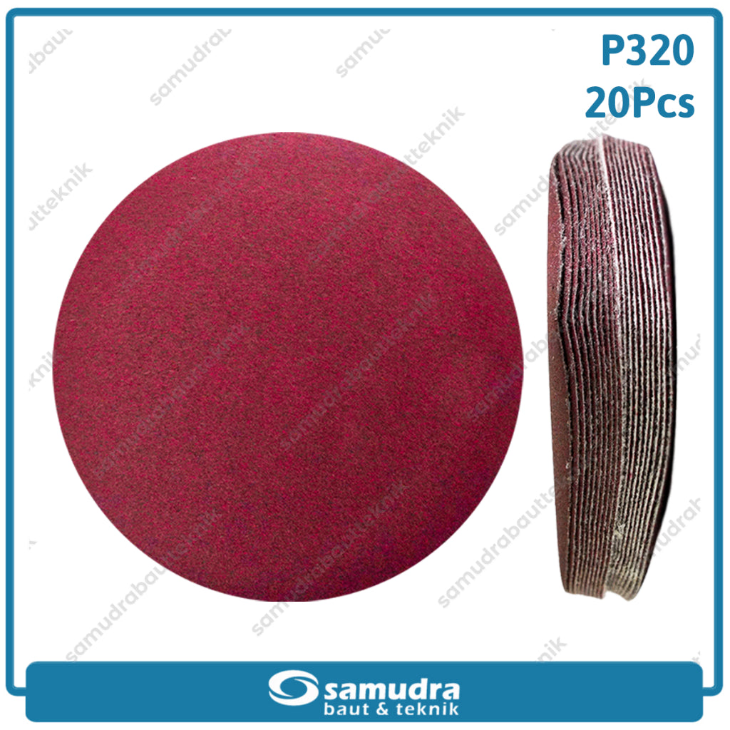 MST 20 Pcs No. 320 Amplas Bulat Velcro Tempel Mata Gerinda Disc 4 Inch